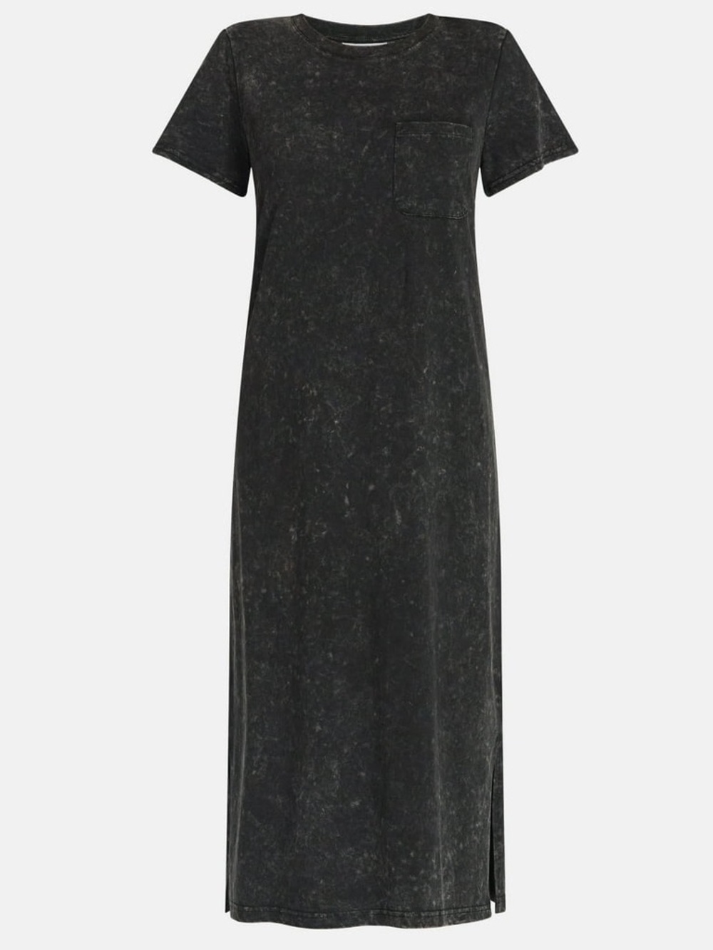 Time and Tru Black S Women's Midi T-Shirt Dress- 100% cotton, acid wash pattern